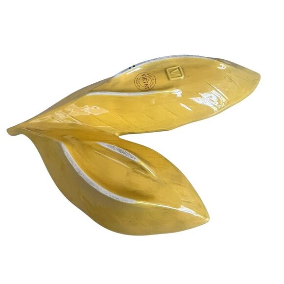 Vietri Leaf 2 Part Serving Dish Platter Large 14” Stoneware Made In Italy Yellow - Picture 6 of 8